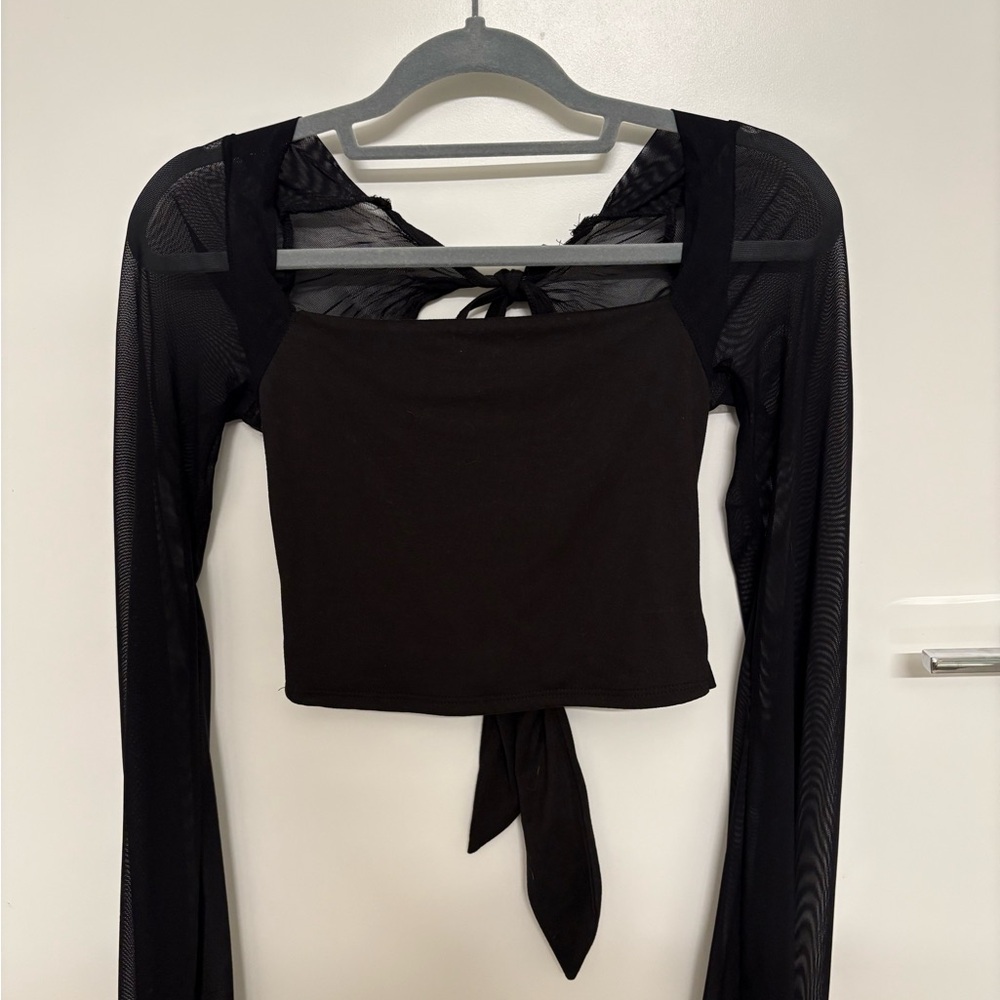 Elegant Black Sheer Sleeve Top